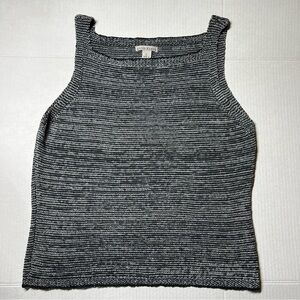 ANNE KLEIN Heavy Knit Tank Top, Black and white Size L